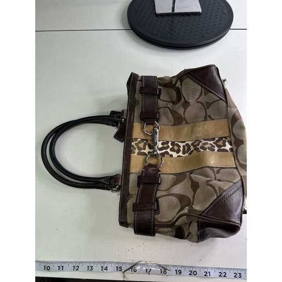 COACH Hampton Logo Stripe Carryall Satchel Handbag Purse  Card Wallet F13072 - Picture 9 of 10